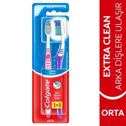 Colgate Extra Clean Dil Temizleyicili Diş Fırçası Orta 1+1