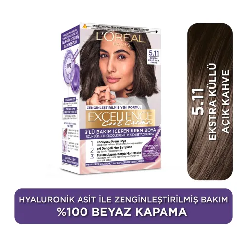 L'Oreal Paris Excellence Saç Boyası Ekstra Küllü Açık Kahve 5.11