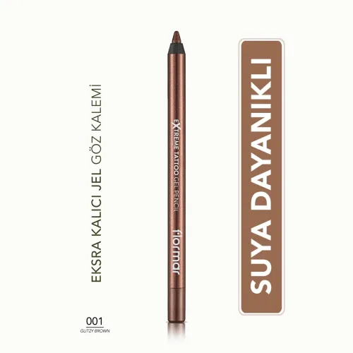 Flormar Extreme Tattoo Yoğun Pigmentli Işıltılı Jel Göz Kalemi No: 001 Glitzy Brown