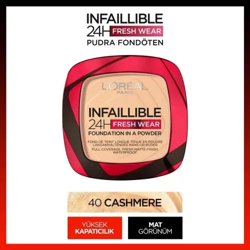 L'Oreal Paris Infaillible 24H Fresh Wear Pudra Fondöten 40 Cashmere