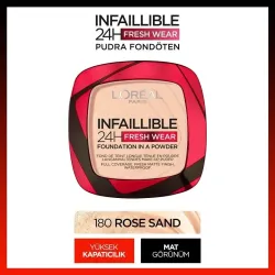 L'Oreal Paris Infaillible 24H Fresh Wear Pudra Fondöten 180 Rose Sand