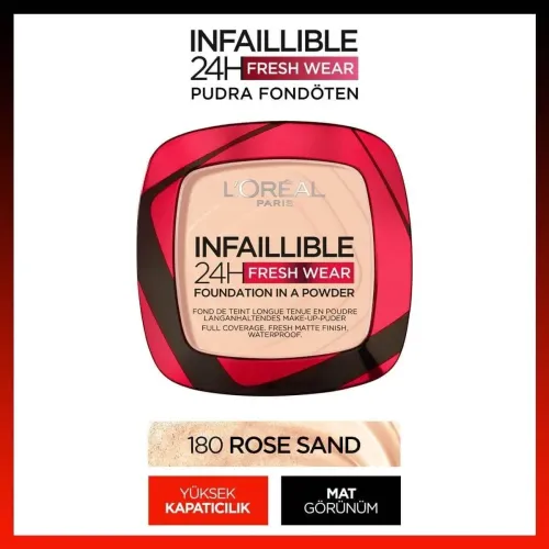 L'Oreal Paris Infaillible 24H Fresh Wear Pudra Fondöten 180 Rose Sand