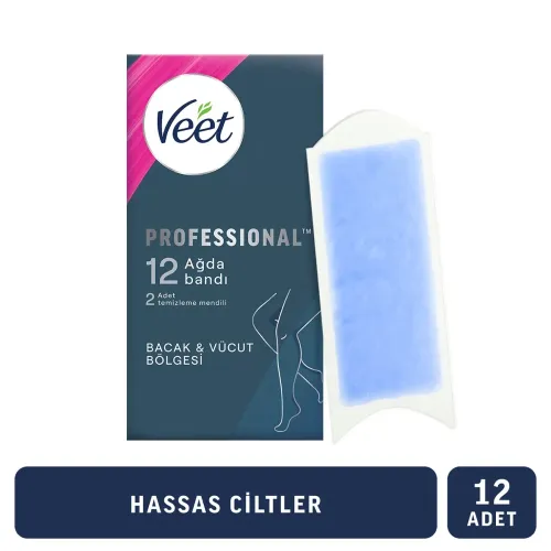 Veet Professional Ağda Bantları Hassas Ciltler İçin 12li