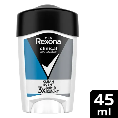 Rexona Men Clinical Protection Erkek Stick Deodorant Clean Scent 3x Güçlü Koruma 45 ml