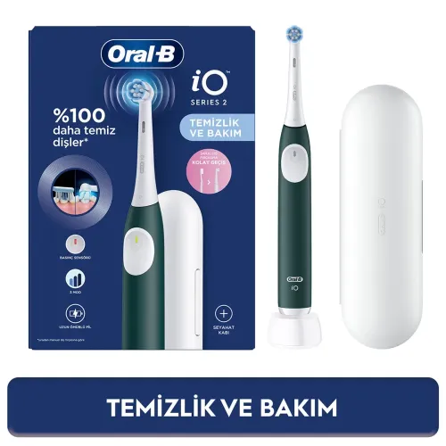 Oral-B iO2 Orman Yeşili Şarjlı Diş Fırçası 1 Diş Fırçası Başlığı 1 Seyahat Kutusu