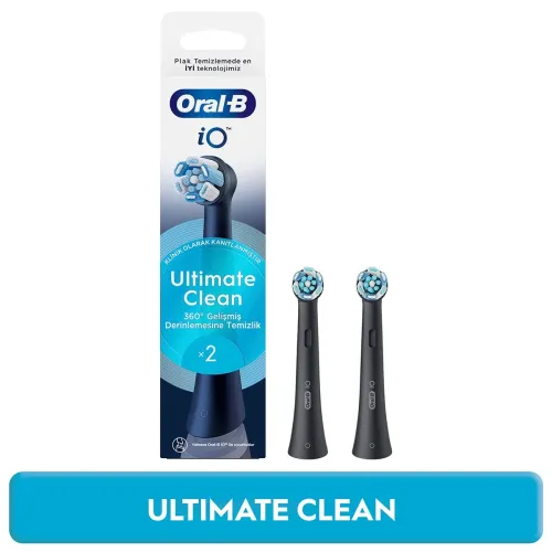 Oral-B iO Serisi Ultimate Clean Siyah Orijinal Yedek Başlıkları Derin Plak Giderme 2'li