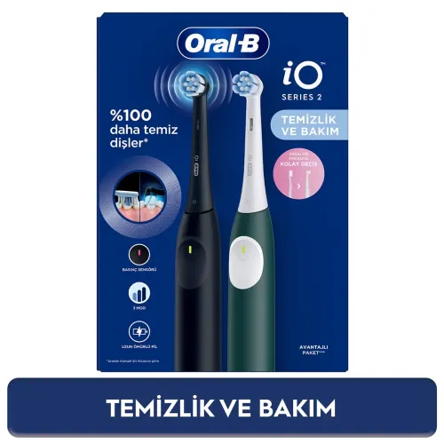 Oral-B iO 2 Şarjlı Diş Fırçası Seti 2'li Gece Siyahı / Yeşil