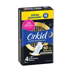 Orkid Ultra Ekstra Dörtlü Hijyenik Ped Gece Ekstra 16'lı