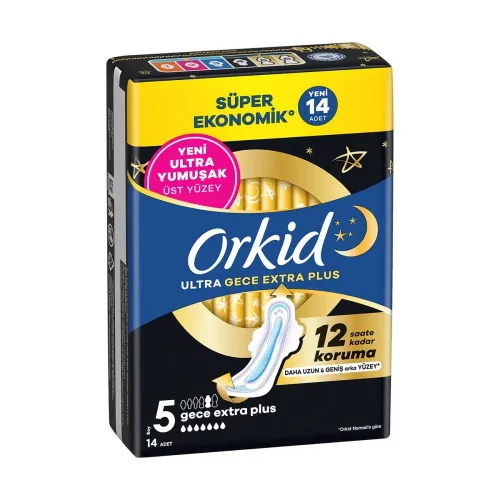 Orkid Ultra Ekstra Dörtlü Hijyenik Ped Gece Plus 14'lü