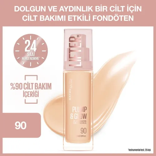 Maybelline New York Lifter Niasinamid ve Hyalüronik Asit İçeren Aydınlatan Fondöten 90