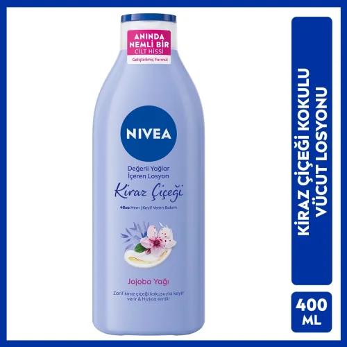 Nivea Kiraz Çiçeği ve Jojoba Yağı Vücut Losyonu 400 ml Normal ve Kuru Ciltler 24 Saat Nemlendirme
