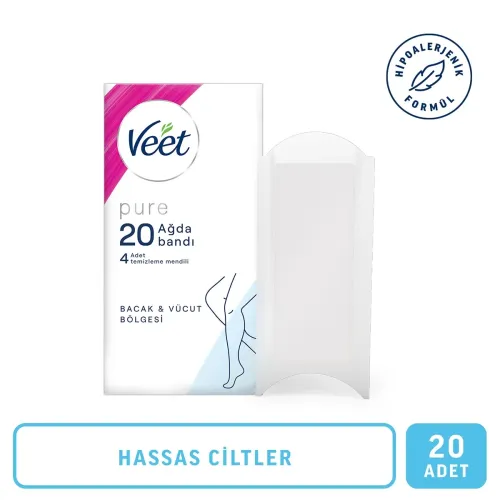 Veet Pure Bacak ve Vücut Hipoalerjenik Ağda Bandı 20li